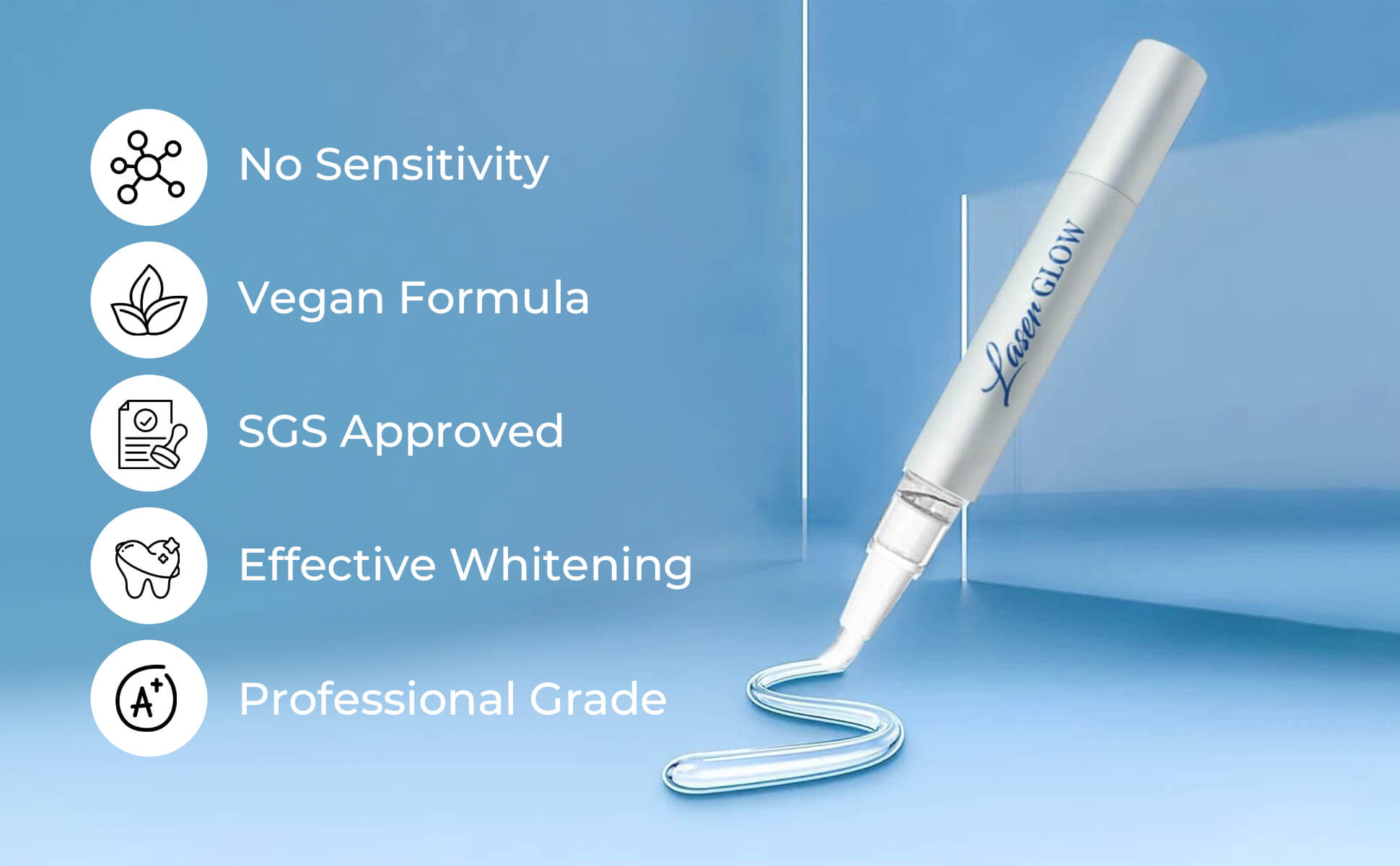 Professional teeth whitening with LaserGlow 44% Carbamide Peroxide Gel Pen, designed for safe result