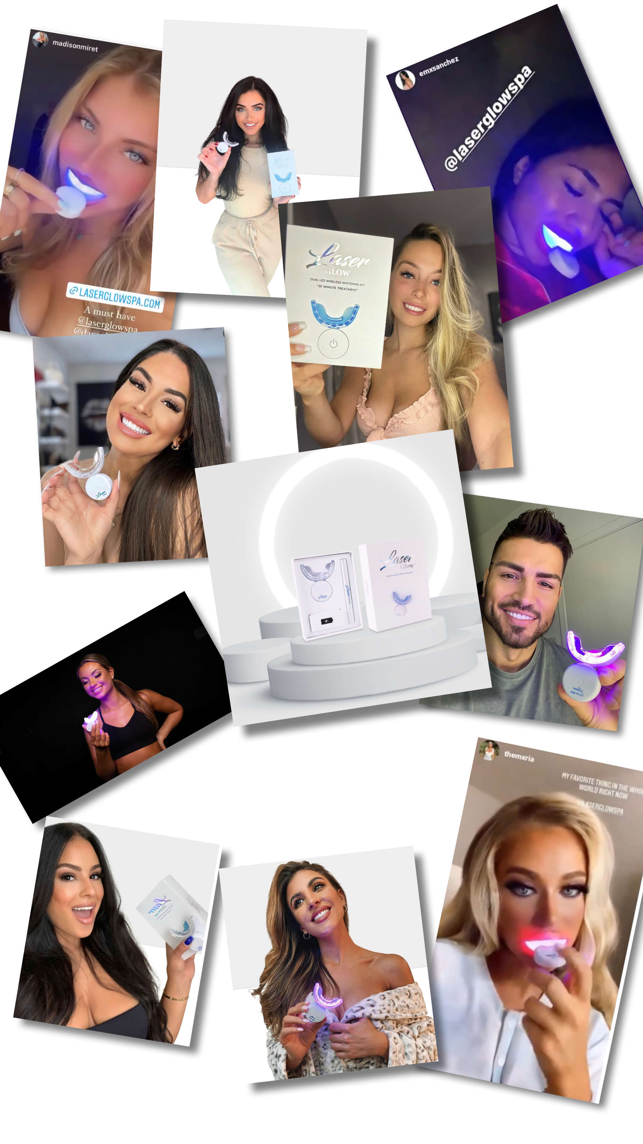 LaserGlow Teeth Whitening Kit used by celebrities and athletes for professional-grade whitening and a confident, radiant smile.