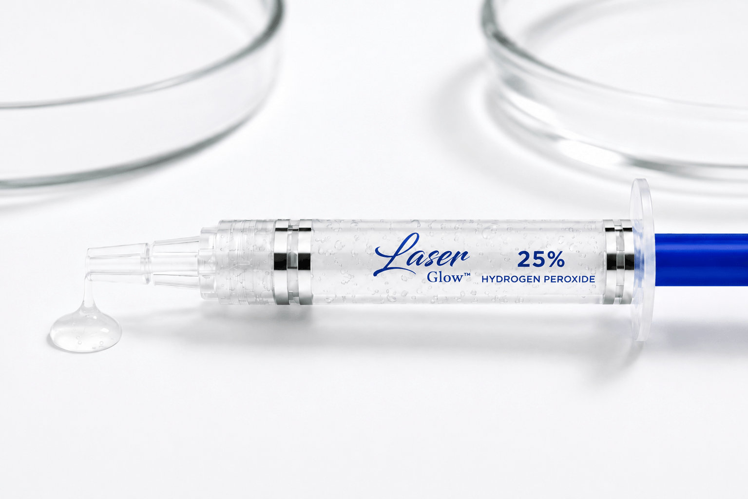 25% HP whitening gel for professional teeth whitening treatments by LaserGlow, made for whitening technicians, med spas, and dental professionals