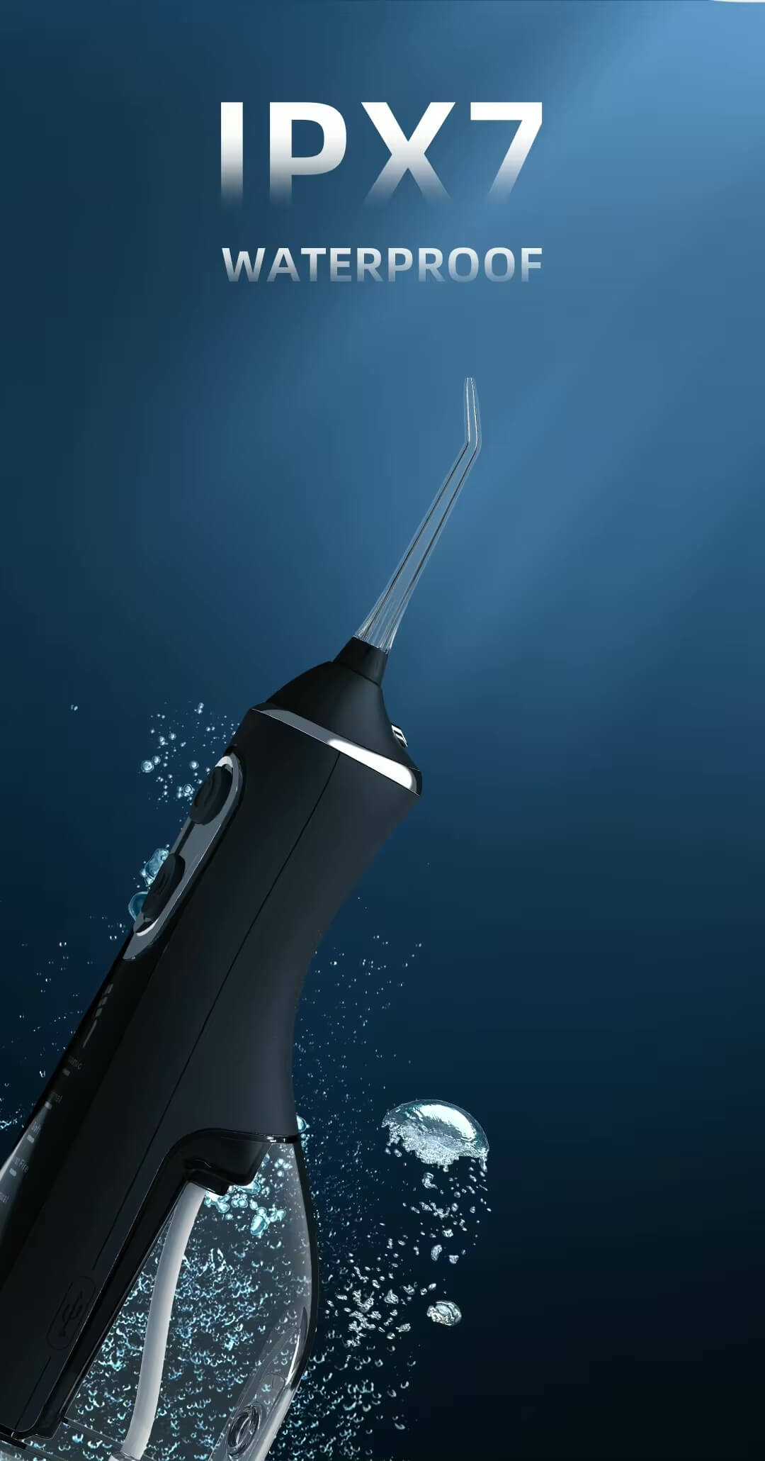 LaserGlow cordless water flosser promoting healthier gums and a cleaner smile with advanced water flossing technology.