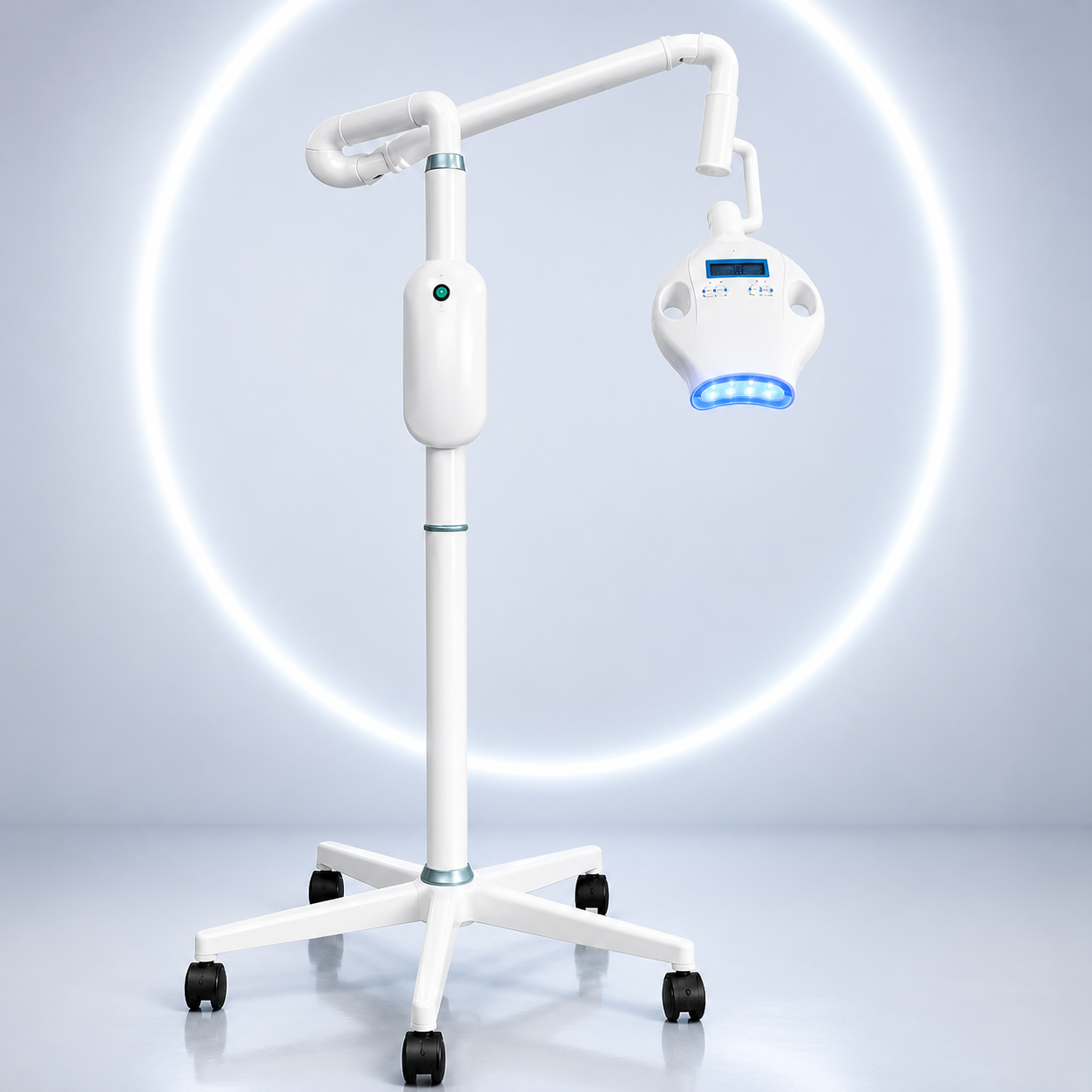LaserGlow professional LED teeth whitening machine with articulated arm and rolling base