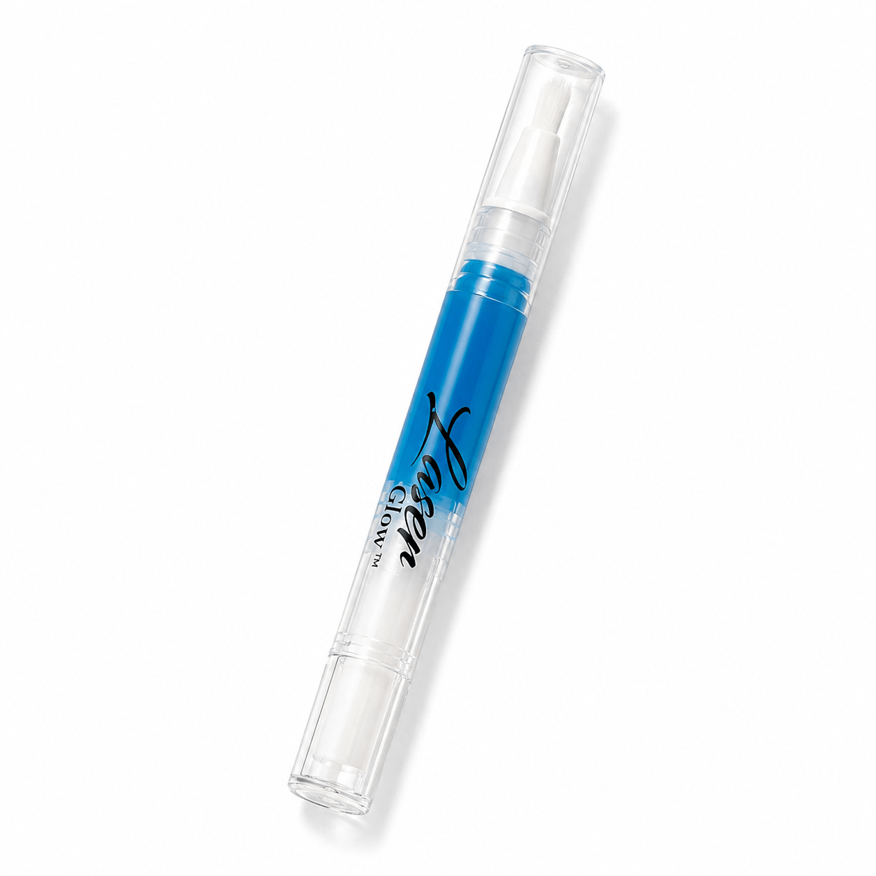 LaserGlow desensitizing gel pen with blue brush applicator for teeth sensitivity relief after whitening.