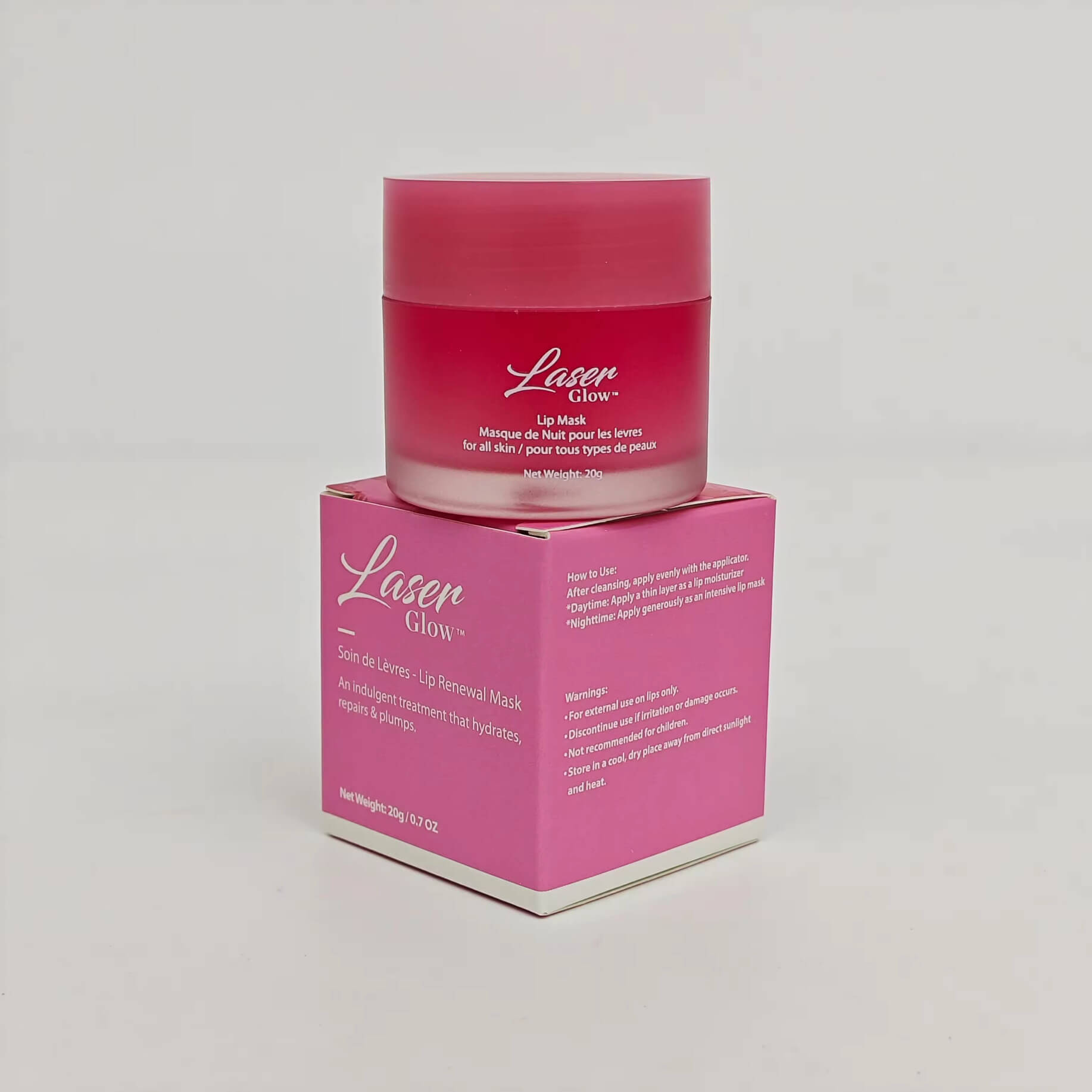 LaserGlow Overnight Lip Mask with hyaluronic acid and ceramides repairing dry, chapped lips for deep overnight hydration and a soft finish