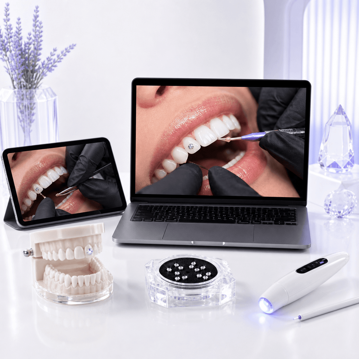 Online tooth gem certification course with one-day training led by registered dental hygienist David Hanna