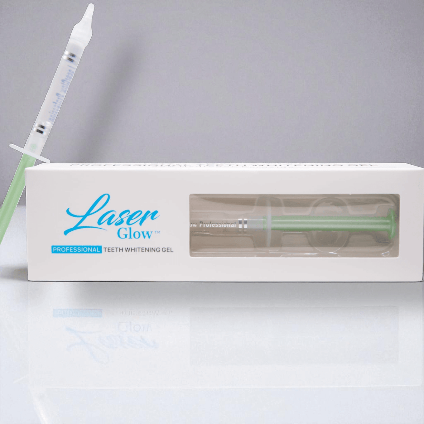 LaserGlow 25% hydrogen peroxide teeth whitening gel syringe — professional in-office formula