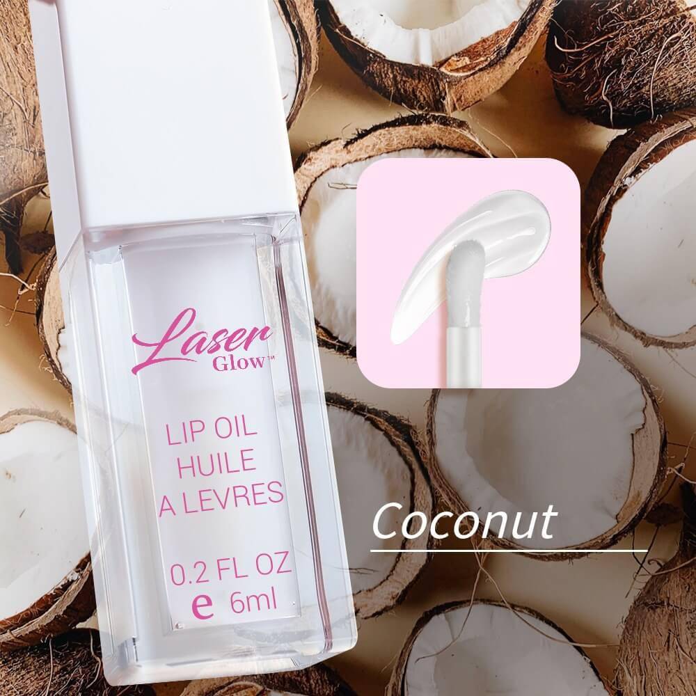 laserglow coconut lip oil for moisturizing lips and shine