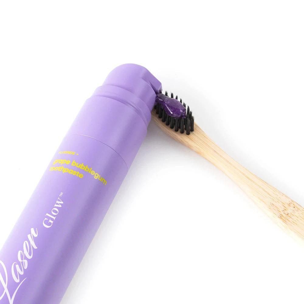 laserglow grape bubble gum flavored toothpaste tube