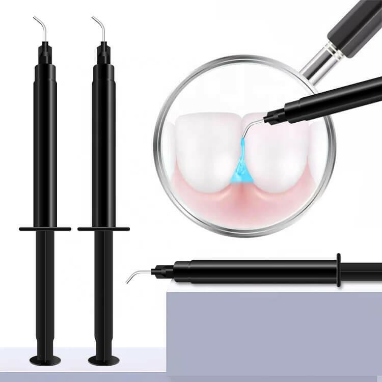 Dental professional applying LaserGlow gingival barrier, emphasizing clinical safety