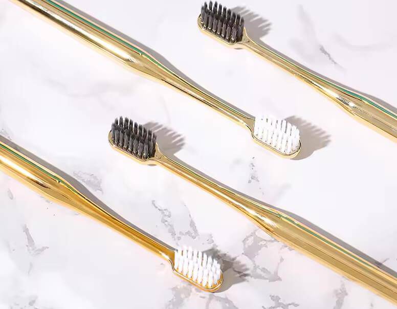 Gold & Silver Soft Bristle Toothbrush – Electroplated – LaserGlow