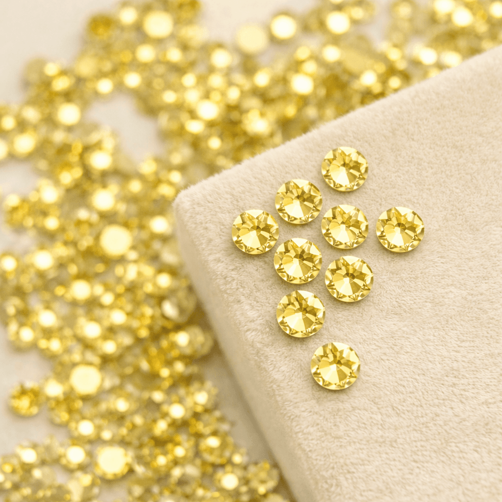 Light yellow round tooth gems crystals for tooth gem application and smile jewelry styling