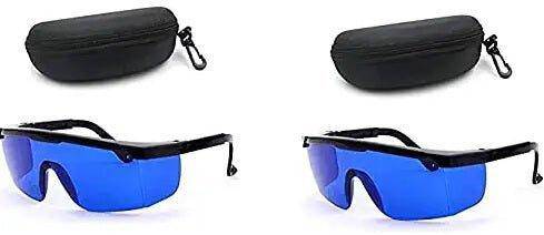 Blue Protective eyewear by LaserGlow for teeth whitening treatments.
