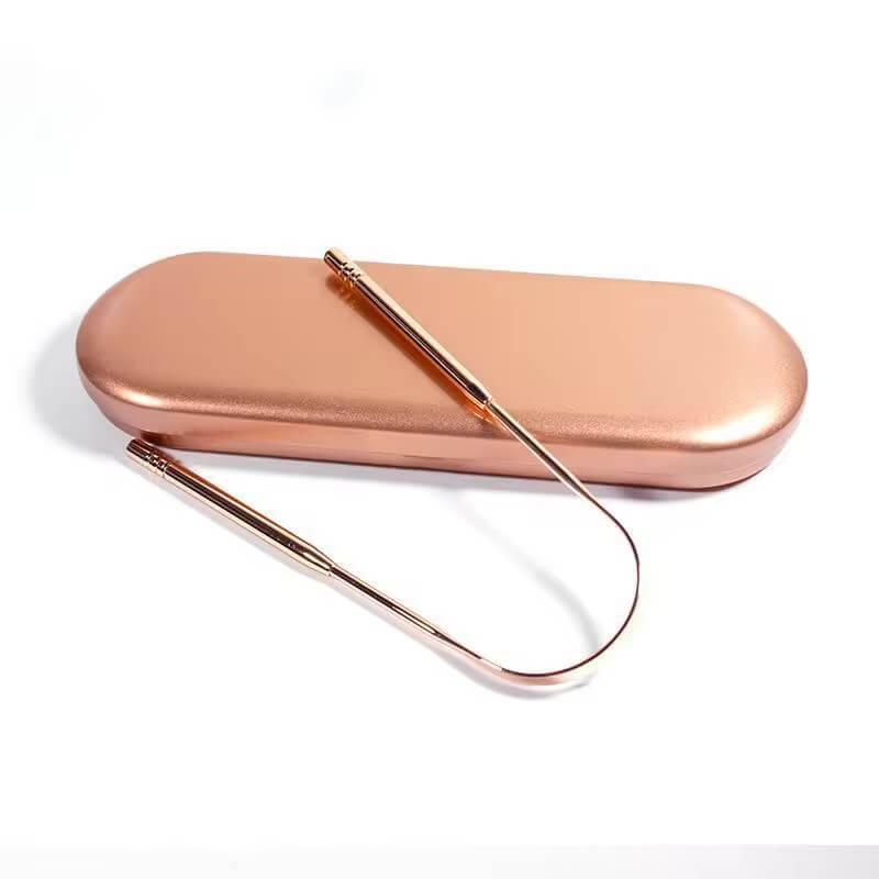 LaserGlow rose gold tongue cleaner and scraper set for daily fresh breath and improved hygiene.
